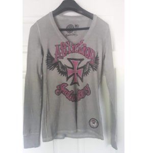 Affliction Indian Larry Winged Cross long sleeve thermal shirt